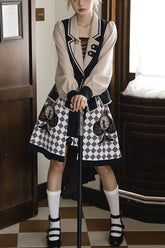 Ensemble Lolita Fashion Punk Ouji avec Impression Broderie Voyageur du Temps Multicolore